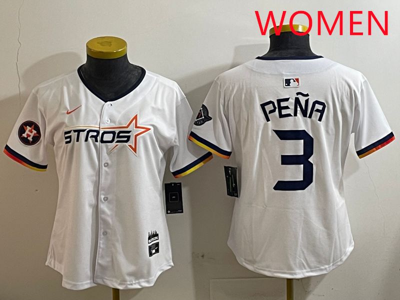 Women Houston Astros #3 Pena White three generations Joint Name Nike 2025 MLB Jersey style 9